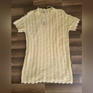 Women’s Cream Crochet Style Short Sleeve Mini Dress